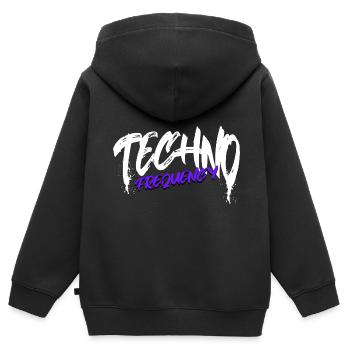 Techno - Kids Premium Organic Zip-up Hoodie - black - Back - AI Model Kid Male (0cm)