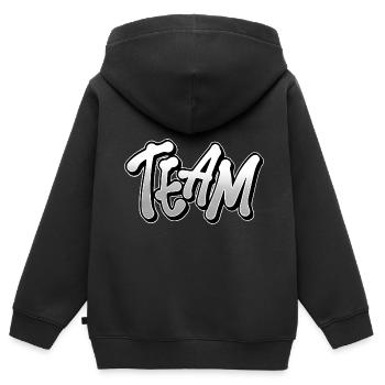 Équipe - Sweat Premium à capuche zippé enfant bio - noir - Dos - AI Model Kid Male (0cm)