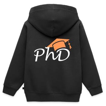 Abschluss Doktor PhD Universität Uni - Kinder Premium Organic Zip Hoodie - Schwarz - Hinten - AI Model Kid Male (0cm)