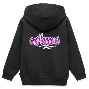 Hannover - Kinder Premium Organic Zip Hoodie - Schwarz - Hinten - AI Model Kid Male (0cm)