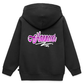 Hannover - Kinder Premium Organic Zip Hoodie - Schwarz - Hinten - AI Model Kid Male (0cm)