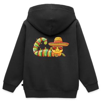 Wurm Lustig Sombrero - Kinder Premium Organic Zip Hoodie - Schwarz - Hinten - AI Model Kid Male (0cm)