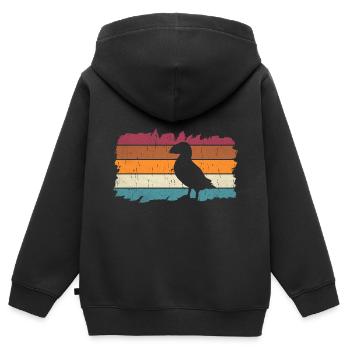 Retro Papageitaucher Puffin Papageientaucher - Kinder Premium Organic Zip Hoodie - Schwarz - Hinten - AI Model Kid Male (0cm)