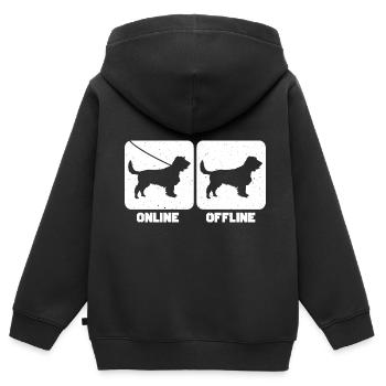 Lustiger Online-Offline-Feldspaniel - Kinder Premium Organic Zip Hoodie - Schwarz - Hinten - AI Model Kid Male (0cm)