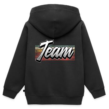 Team - Kids Premium Organic Zip-up Hoodie - black - Back - AI Model Kid Male (0cm)