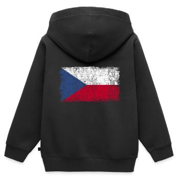 Drapeau tchèque République tchèque - Sweat Premium à capuche zippé enfant bio - noir - Dos - AI Model Kid Male (0cm)