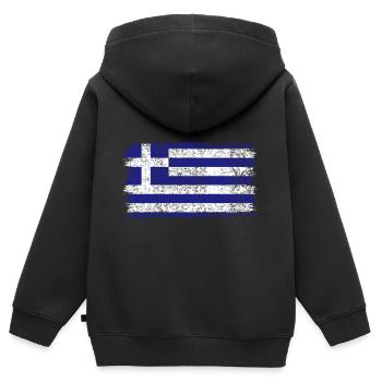 Drapeau grec Grèce Drapeau grec - Sweat Premium à capuche zippé enfant bio - noir - Dos - AI Model Kid Male (0cm)