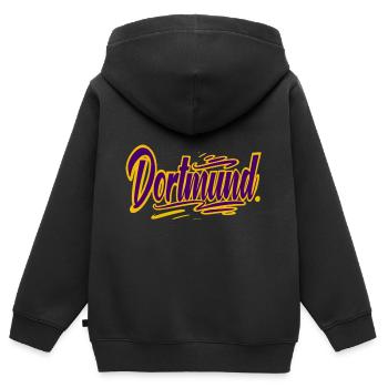 Dortmund - Sweat Premium à capuche zippé enfant bio - noir - Dos - AI Model Kid Male (0cm)