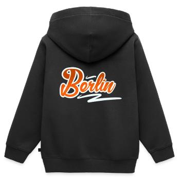 Berlin - Sweat Premium à capuche zippé enfant bio - noir - Dos - AI Model Kid Male (0cm)