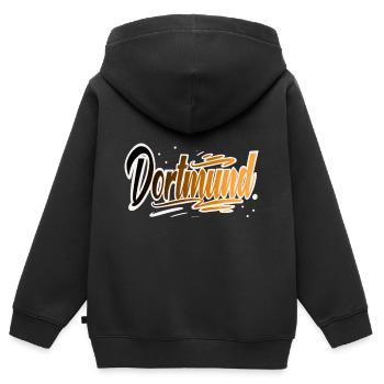 Dortmund - Sweat Premium à capuche zippé enfant bio - noir - Dos - AI Model Kid Male (0cm)