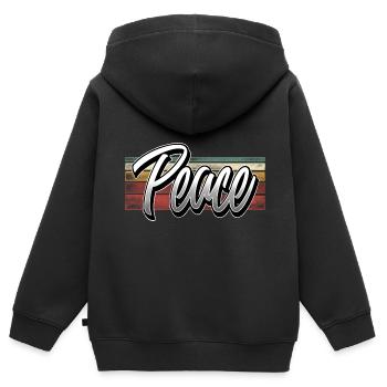 Peace - Kinder Premium Organic Zip Hoodie - Schwarz - Hinten - AI Model Kid Male (0cm)