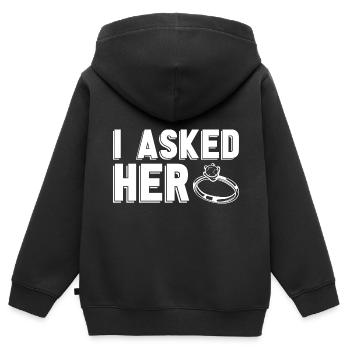 Heiratsantrag Verlobter Paar Geschenk Verlobung - Kinder Premium Organic Zip Hoodie - Schwarz - Hinten - AI Model Kid Male (0cm)