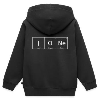 Jone Nom Prénom Chimie Tableau périodique Éléments - Sweat Premium à capuche zippé enfant bio - noir - Dos - AI Model Kid Male (0cm)
