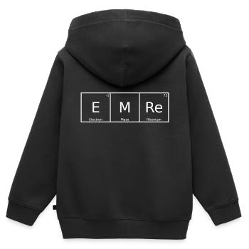 Emre Nom Prénom Chimie Tableau périodique Éléments - Sweat Premium à capuche zippé enfant bio - noir - Dos - AI Model Kid Male (0cm)
