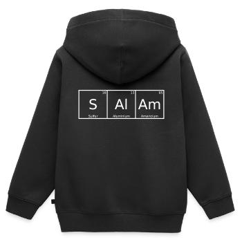 Salam Nom Prénom Chimie Éléments du tableau périodique - Sweat Premium à capuche zippé enfant bio - noir - Dos - AI Model Kid Male (0cm)
