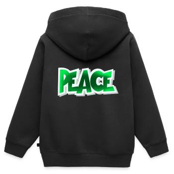 Peace - Kinder Premium Organic Zip Hoodie - Schwarz - Hinten - AI Model Kid Male (0cm)