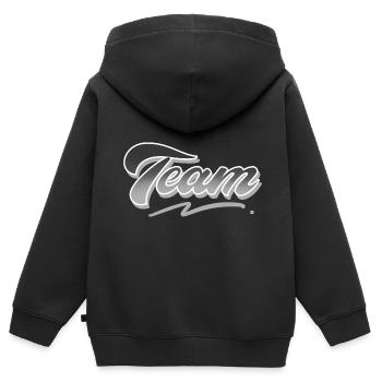 Équipe - Sweat Premium à capuche zippé enfant bio - noir - Dos - AI Model Kid Male (0cm)