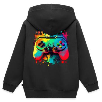 Game Retro - Kinder Premium Organic Zip Hoodie - Schwarz - Hinten - AI Model Kid Male (0cm)