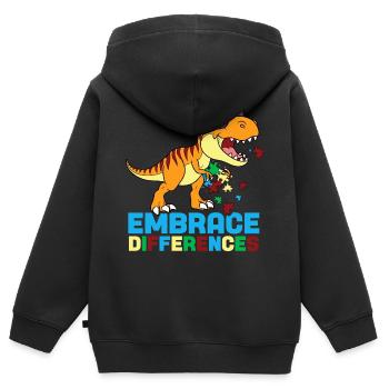 Embrace Differences - Kids Premium Organic Zip-up Hoodie - black - Back - AI Model Kid Male (0cm)