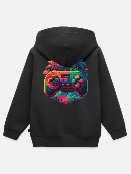 Retro Konsole - Kinder Premium Organic Zip Hoodie - Schwarz