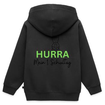 Hurra Schulkind - Kinder Premium Organic Zip Hoodie - Schwarz - Hinten - AI Model Kid Male (0cm)