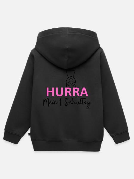 Hurra Schulkind - Kinder Premium Organic Zip Hoodie - Schwarz