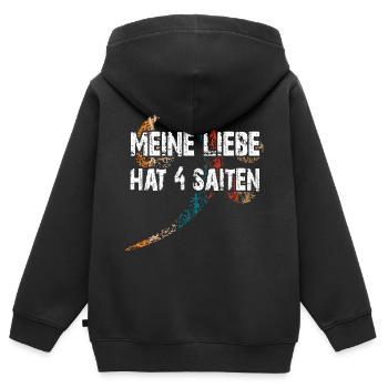 Ich liebe meinen Bass - ich spiele Bass - Kinder Premium Organic Zip Hoodie - Schwarz - Hinten - AI Model Kid Male (0cm)
