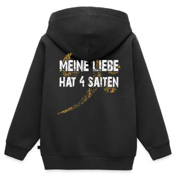 Ich liebe meinen Bass - ich spiele Bass - Kinder Premium Organic Zip Hoodie - Schwarz - Hinten - AI Model Kid Male (0cm)