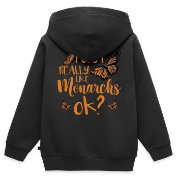 Monarque papillon - Sweat Premium à capuche zippé enfant bio - noir - Dos - AI Model Kid Male (0cm)