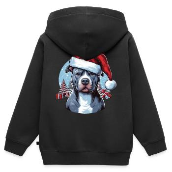 Pitbull Weihnachtsgeschenke - Kinder Premium Organic Zip Hoodie - Schwarz - Hinten - AI Model Kid Male (0cm)