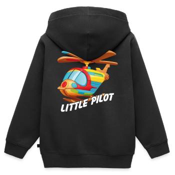 Kleiner Holzhubschrauber für Kinder kleiner Pilot - Kinder Premium Organic Zip Hoodie - Schwarz - Hinten - AI Model Kid Male (0cm)