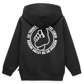 Sie tragen dich durchs Leben - Füße - Spruch - Kinder Premium Organic Zip Hoodie - Schwarz - Hinten - AI Model Kid Male (0cm)