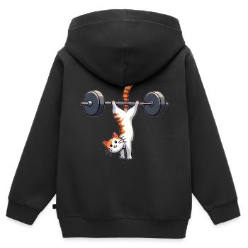 Katze Handstand Workout Training Fitness Salto - Kinder Premium Organic Zip Hoodie - Schwarz - Hinten - AI Model Kid Male (0cm)
