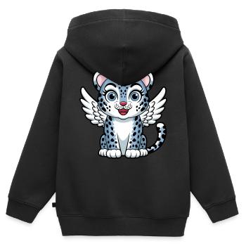 Blaue Tigerkatze mit Engelsflügeln Traumhaft - Kinder Premium Organic Zip Hoodie - Schwarz - Hinten - AI Model Kid Male (0cm)