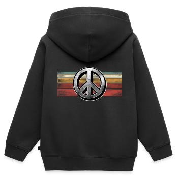 Peace - Kinder Premium Organic Zip Hoodie - Schwarz - Hinten - AI Model Kid Male (0cm)