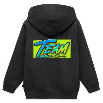 Équipe - Sweat Premium à capuche zippé enfant bio - noir - Dos - AI Model Kid Male (0cm)