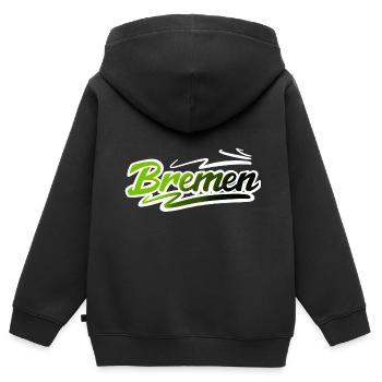 Brême - Sweat Premium à capuche zippé enfant bio - noir - Dos - AI Model Kid Male (0cm)
