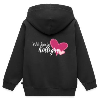 Weltbeste Kollegin Herz - Kinder Premium Organic Zip Hoodie - Schwarz - Hinten - AI Model Kid Male (0cm)