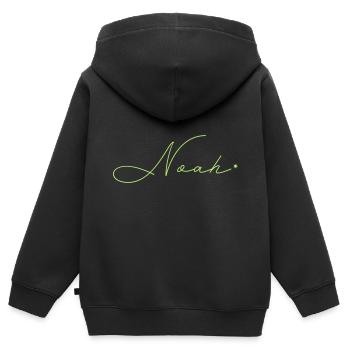 Name Noah - Kinder Premium Organic Zip Hoodie - Schwarz - Hinten - AI Model Kid Male (0cm)