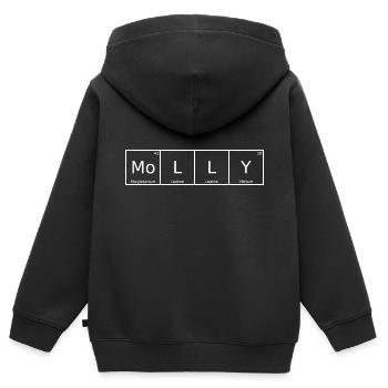 Molly Nom Prénom Chimie Éléments du tableau périodique - Sweat Premium à capuche zippé enfant bio - noir - Dos - AI Model Kid Male (0cm)