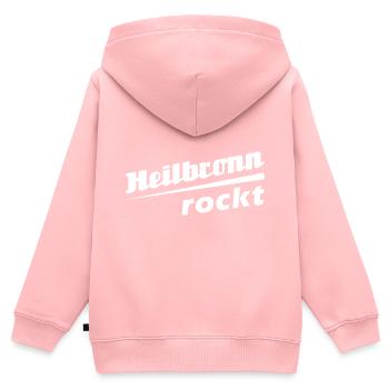 Heilbronn rockt - Textdesign mit Stadtnamen - Kinder Premium Organic Zip Hoodie - Rosa - Hinten - AI Model Kid Female (0cm)