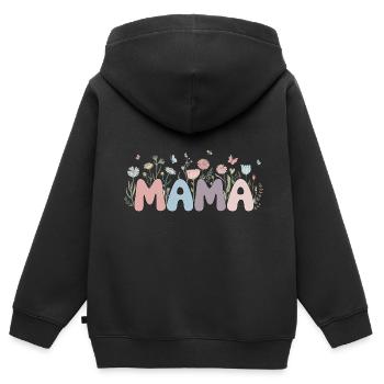 Mama - Kinder Premium Organic Zip Hoodie - Schwarz - Hinten - AI Model Kid Male (0cm)