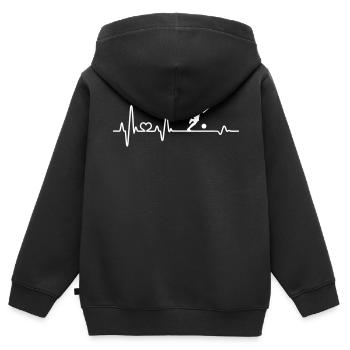 Fußball Fußballverein Fußballer Herzschlag EKG - Kinder Premium Organic Zip Hoodie - Schwarz - Hinten - AI Model Kid Male (0cm)