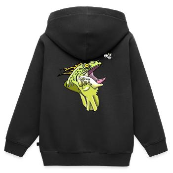 iguane et mouche - Sweat Premium à capuche zippé enfant bio - noir - Dos - AI Model Kid Male (0cm)