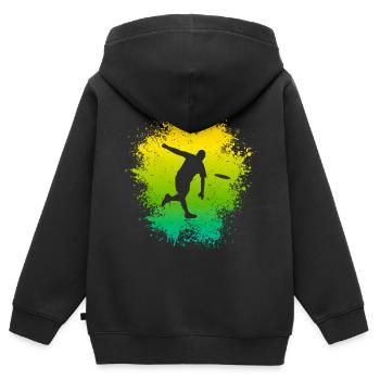 Disc Golf Discgolf Spieler retro Discgolfer Motiv - Kinder Premium Organic Zip Hoodie - Schwarz - Hinten - AI Model Kid Male (0cm)