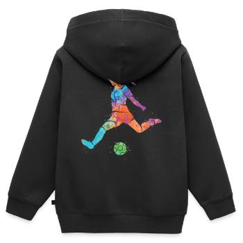 Fußballerin Bunt Fußball Mädchen Fußballspieler - Kinder Premium Organic Zip Hoodie - Schwarz - Hinten - AI Model Kid Male (0cm)