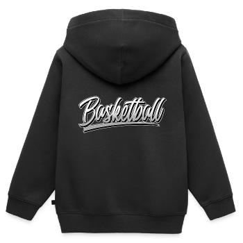 basket-ball - Sweat Premium à capuche zippé enfant bio - noir - Dos - AI Model Kid Male (0cm)