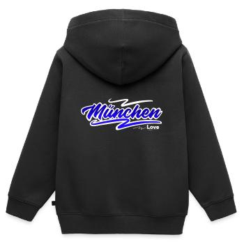 München - Kinder Premium Organic Zip Hoodie - Schwarz - Hinten - AI Model Kid Male (0cm)