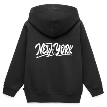 NEW YORK - Sweat Premium à capuche zippé enfant bio - noir - Dos - AI Model Kid Male (0cm)