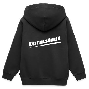 Darmstadt - Textdesign mit Stadtnamen - Kinder Premium Organic Zip Hoodie - Schwarz - Hinten - AI Model Kid Male (0cm)
